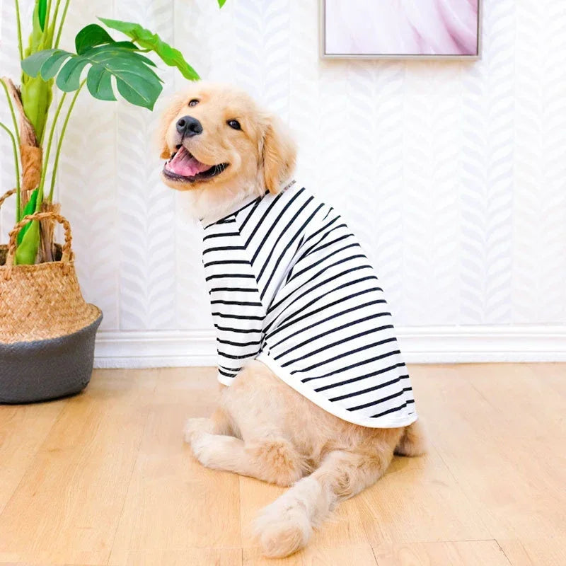 Dog T-shirt Breathable Summer Pet Tee for Medium Large Dogs Vest Striped Lightweight Dog Clothes Pet Supplies