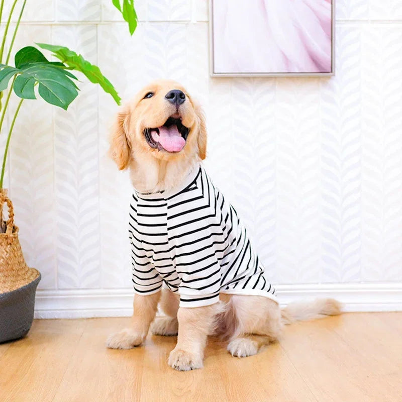 Dog T-shirt Breathable Summer Pet Tee for Medium Large Dogs Vest Striped Lightweight Dog Clothes Pet Supplies