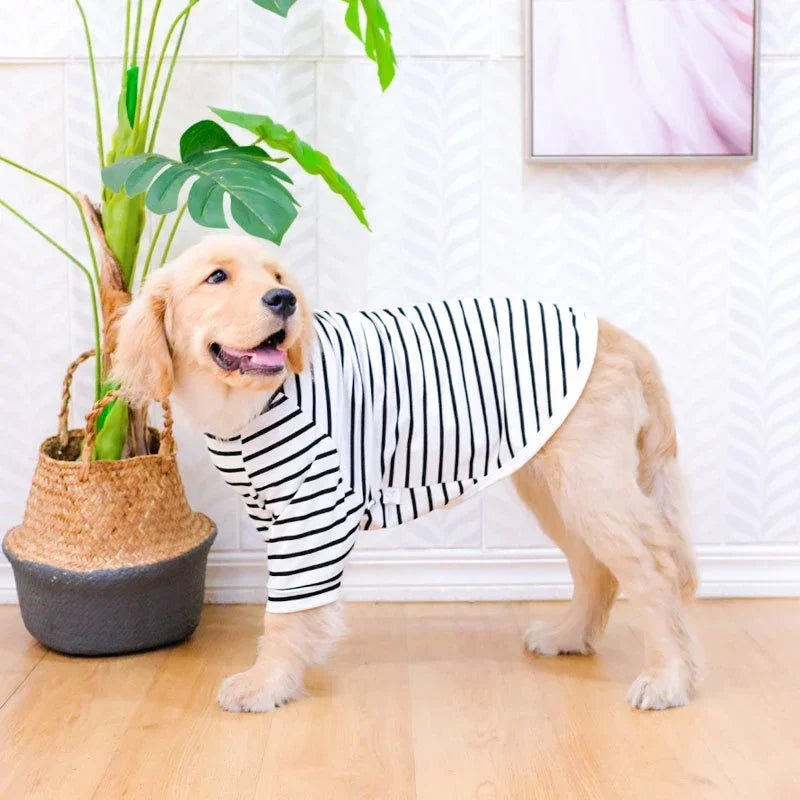 Dog T-shirt Breathable Summer Pet Tee for Medium Large Dogs Vest Striped Lightweight Dog Clothes Pet Supplies