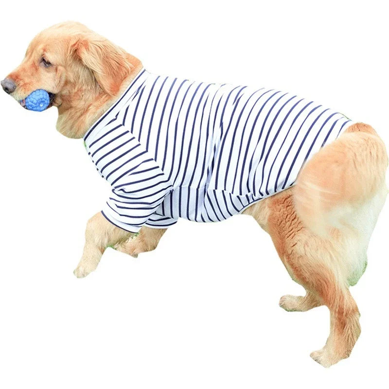 Dog T-shirt Breathable Summer Pet Tee for Medium Large Dogs Vest Striped Lightweight Dog Clothes Pet Supplies