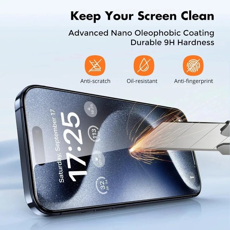 3PCS HD Tempered Glass+1PC Phone Case Combination For iPhone 15 Pro Max 13 14 11 15 Pro Screen Protector Transparent Shell